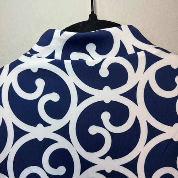 Gretchen Scott Womens Heavens Gates Dress Blue White Swirl Old Money No Belt Med - Picture 12 of 16